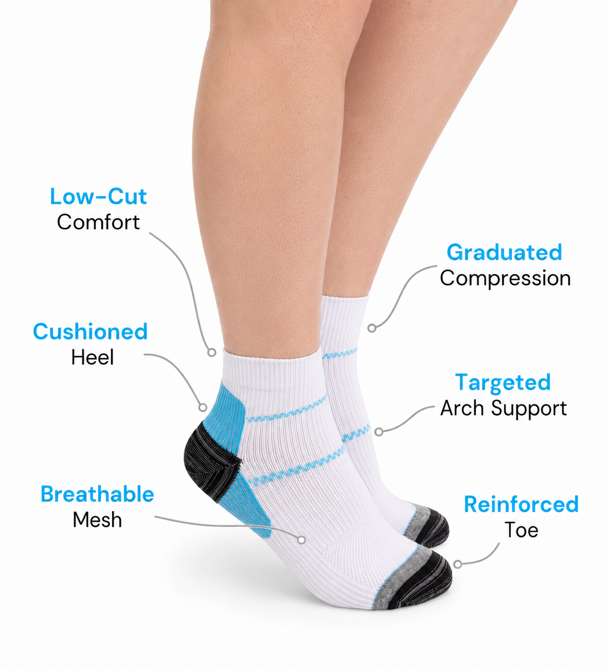 White Ankle Compression Socks