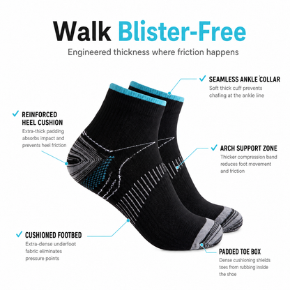 3 Pair Archly Blister Free Socks