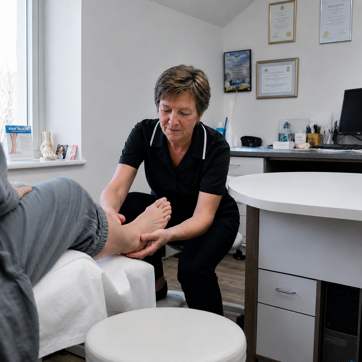 Carol at the clinic